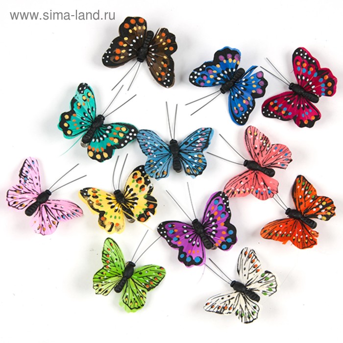 Бабочки перьевые на прищепке «Млечный путь», 6,5, набор 12 штук