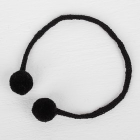 Декоративный элемент на верёвочке 2 шарика, d= 1,5 см, набор 6 шт., цвет чёрный Ош
