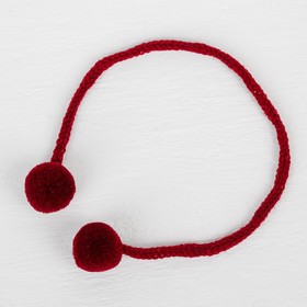 Декоративный элемент на верёвочке 2 шарика, d= 1,5 см, набор 6 шт., цвет бордовый Ош