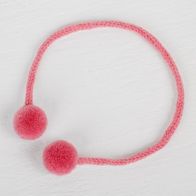 Декоративный элемент на верёвочке 2 шарика, d= 1,5 см, набор 6 шт., цвет нежно - розовый Ош