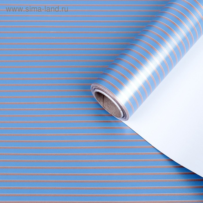 Бумага упаковочная, Полосы, синяя, 0,7 x 10 м