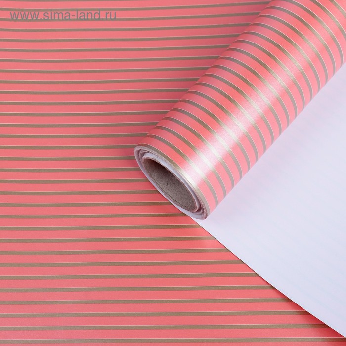 Бумага упаковочная, Полосы, красная, 0,7 x 10 м