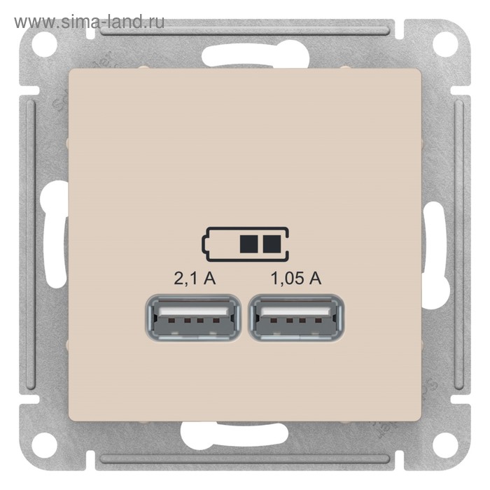 Розетка SE ATLASDESIGN 2 USB 21105 А 5 В бежевая ATN000233 2766₽