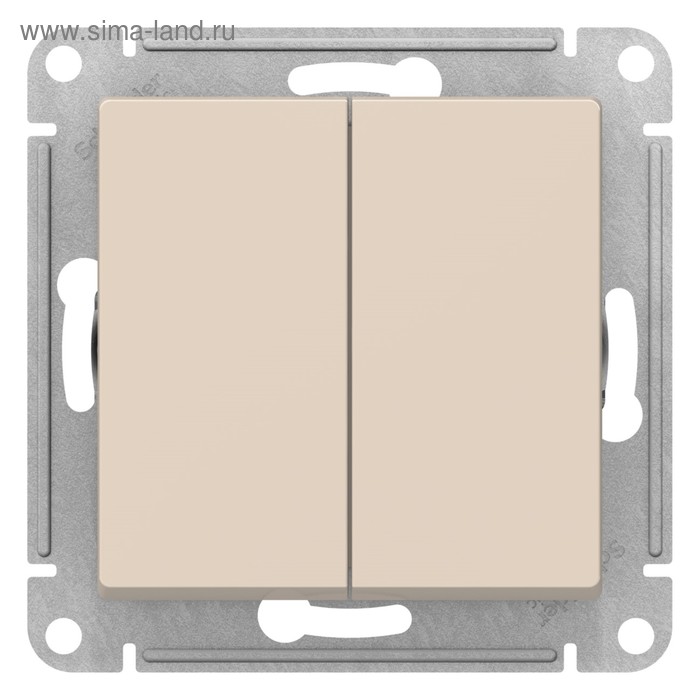 Выключатель SE ATLASDESIGN, 10 А, 2 клавиши, IP20, скрытый, бежевый, ATN000251