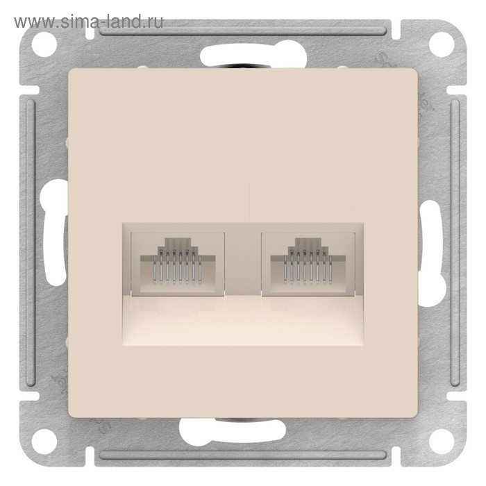 

Розетка SE ATLASDESIGN, двойная, компьютерная, RJ45+RJ45, кат.5E, механизм, бежевый