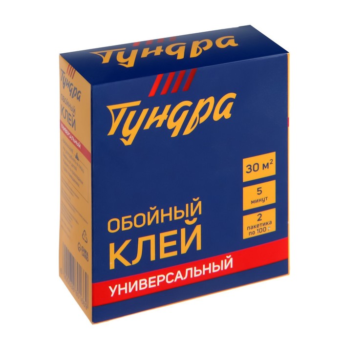 Клей обойный ТУНДРА, универсальный, коробка, 200 г клей обойный quality виниловый коробка 200 г