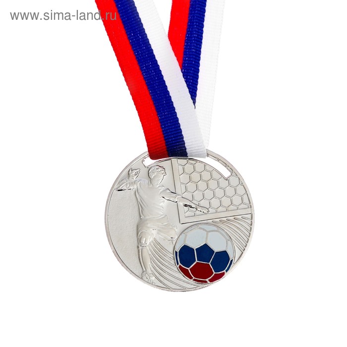 Медаль тематическая «Футбол», серебро, d=5 см