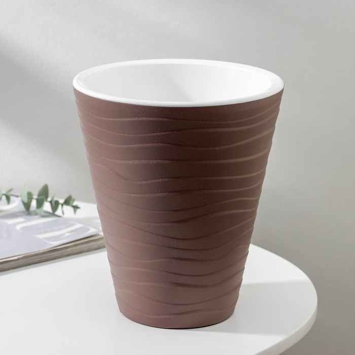 Кашпо для цветов со вставкой «Валенсия», 2,8 л, цвет мокко