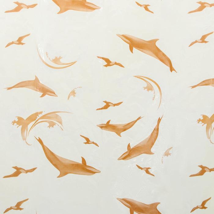 Штора для ванной комнаты «Дельфины», 180×180 см, полиэтилен, цвет бежевый