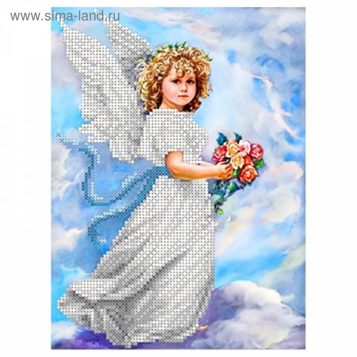 Рисунок-схема на ткани для бисера и креста «Ангел в облаках» рисунок на ткани конёк маки в вазе 29x39 см