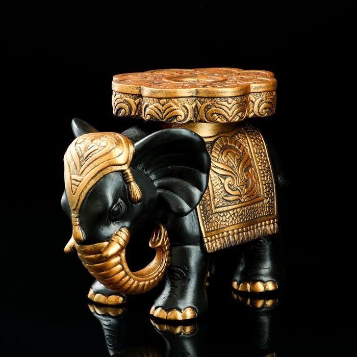 фото Статуэтка-подставка "слон", большой, чёрный, 29 х 25 см premium gips
