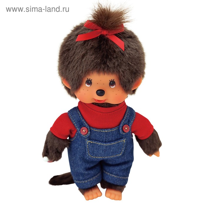 фото Мягкая игрушка «мончичи девочка» в комбинезоне и красной футболке, 20 см monchhichi