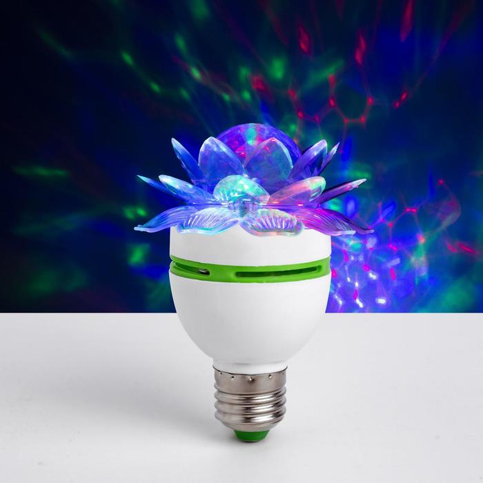 Световой прибор «Хрустальный цветок» 7.5 см, Е27, свечение RGB световой прибор хрустальный шар 19 см е27 динамик пульт ду свечение rgb