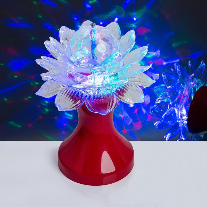 Световой прибор Цветок 12.5 см, свечение RGB, 220 В, красный