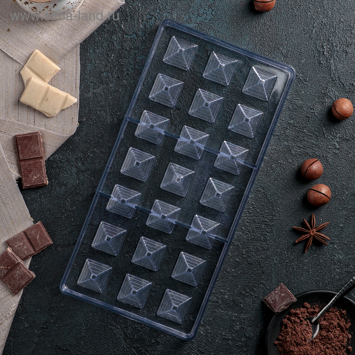 фото Форма для шоколада и конфет «пирамида», 21 ячейка
