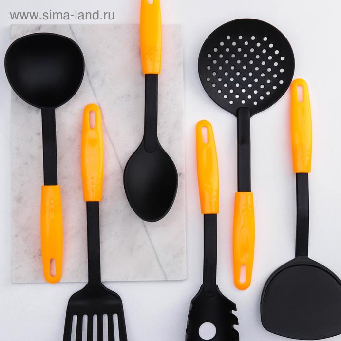 Набор кухонных принадлежностей Доляна «Оранж», 6 предметов набор кухонных принадлежностей vipahmet vp 309 с подставкой 6 предметов черный