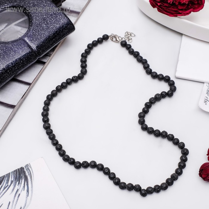 

Бусы шар №6 "Лава", цвет чёрный, длина 50 см