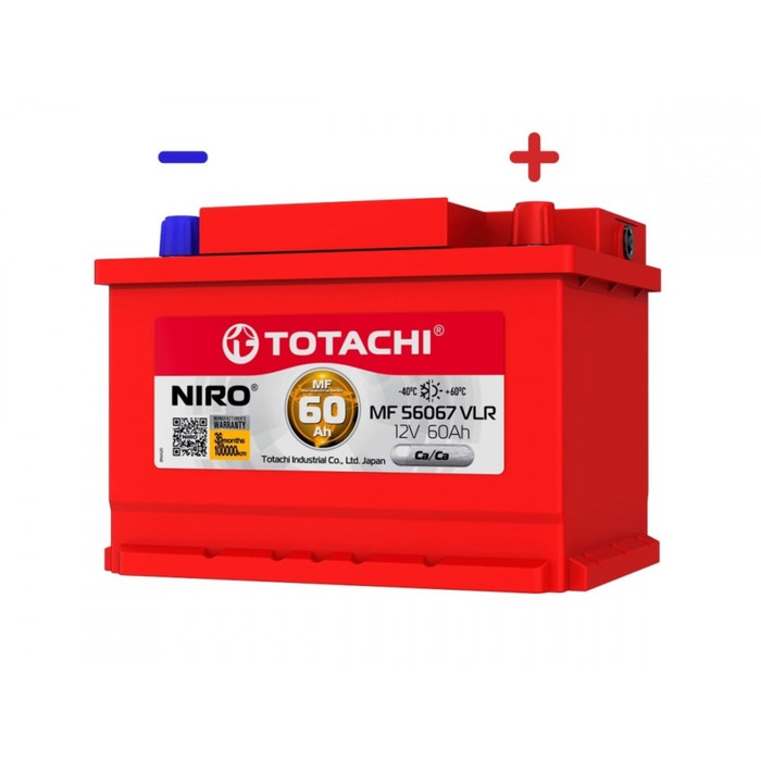 Аккумуляторная батарея Totachi NIRO MF 56067 VLR, 60 Ач, обратная полярность аккумуляторная батарея totachi niro mf 57515 vl 75 ач прямая полярность