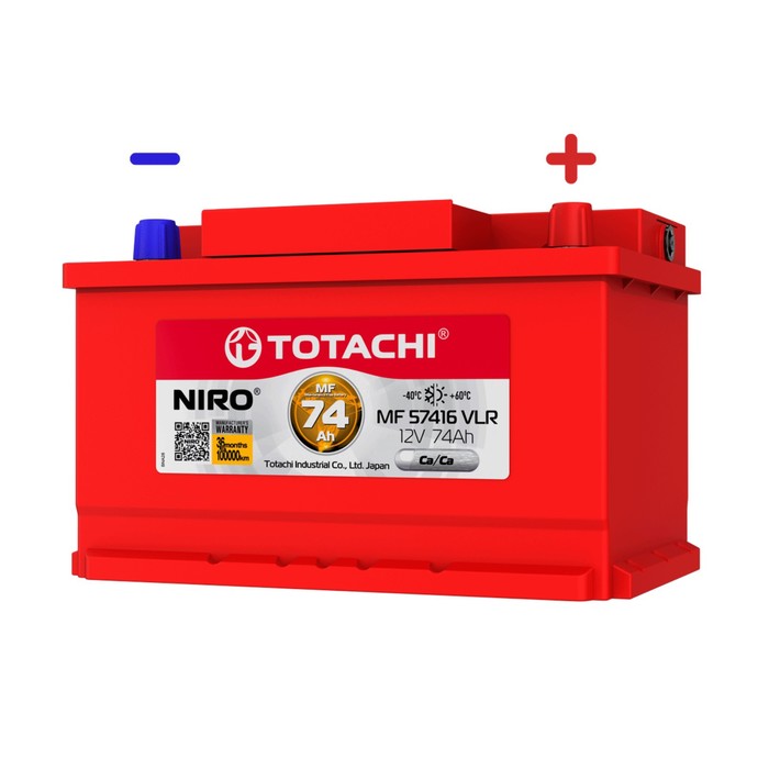 Аккумуляторная батарея Totachi NIRO MF 57416 VLR, 74 Ач, обратная полярность аккумуляторная батарея totachi niro mf 55561 vlr 55 ач обратная полярность