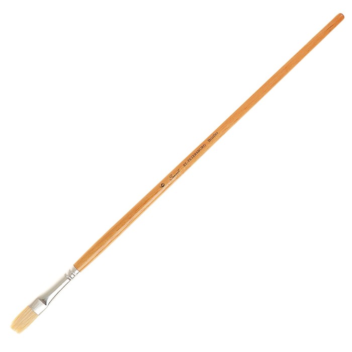 Кисть "Сонет" № 6, щетина, плоская, длинная ручка, d=10 мм
