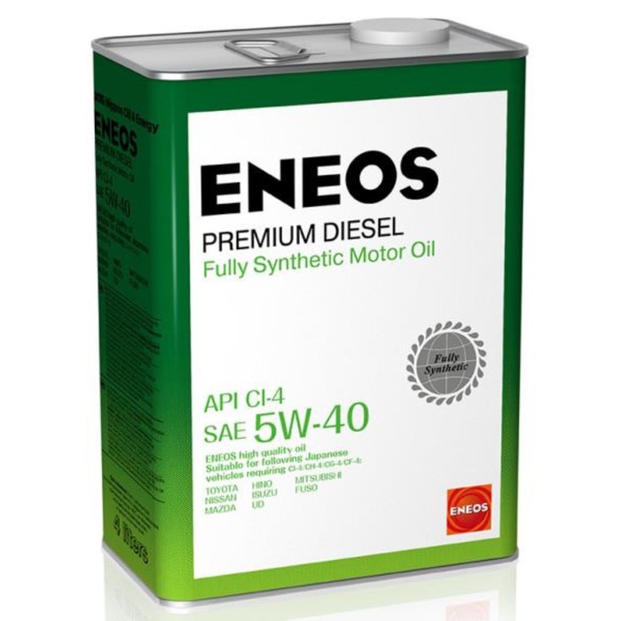 Масло моторное ENEOS Premium Diesel CI-4 5W-40, синтетическое, 4 л масло моторное eneos premium touring 5w 40 синтетическое 20 л