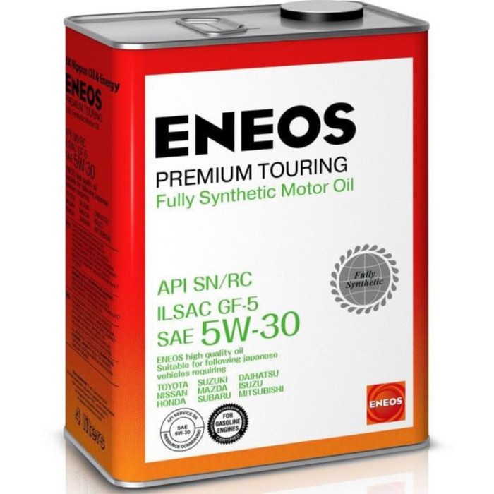 Масло моторное ENEOS Premium Touring 5W-30, синтетическое, 4 л масло моторное eneos premium touring 5w 40 синтетическое 20 л