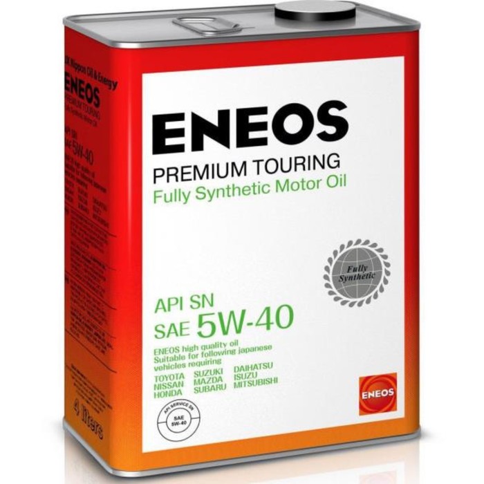 Масло моторное ENEOS Premium Touring 5W-40, синтетическое, 4 л масло моторное eneos premium touring 5w 40 синтетическое 20 л