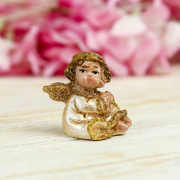 Сувенир полистоун Ангел в жемчужном платье МИКС 4х4х3 см