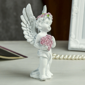 Сувенир полистоун "Ангел в розовом венке с сердцем из роз" МИКС 15х7,8х5,5 см от Сима-ленд