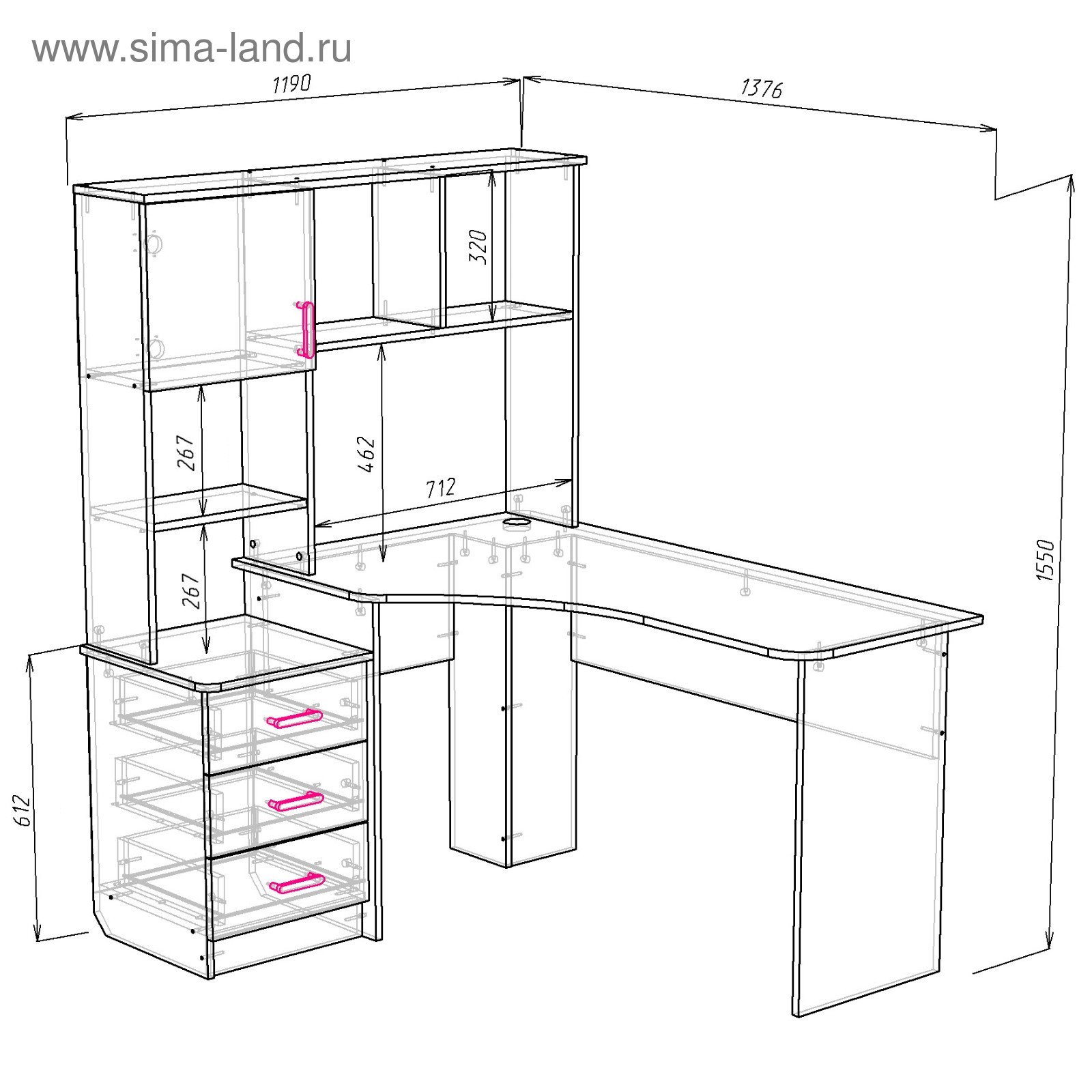 Компьютерный стол квадрат ск альянс 8 145х56х160 см