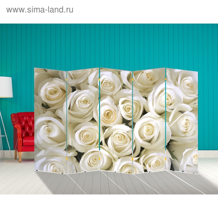 Ширма Белые розы, 250 х 160 см