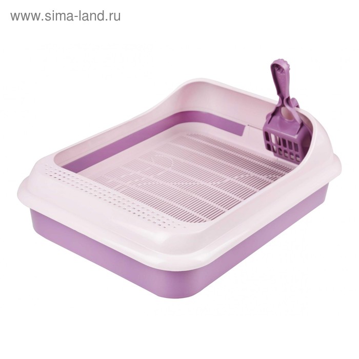 фото Набор: туалет+совок "феликс" для кошек, 45 x 35 x 15 см, фиолетовый zoo plast