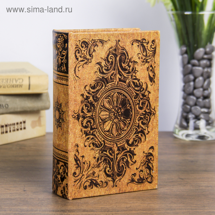 

Сейф-книга дерево "Медальон и вензеля" кожзам 17х11х5 см