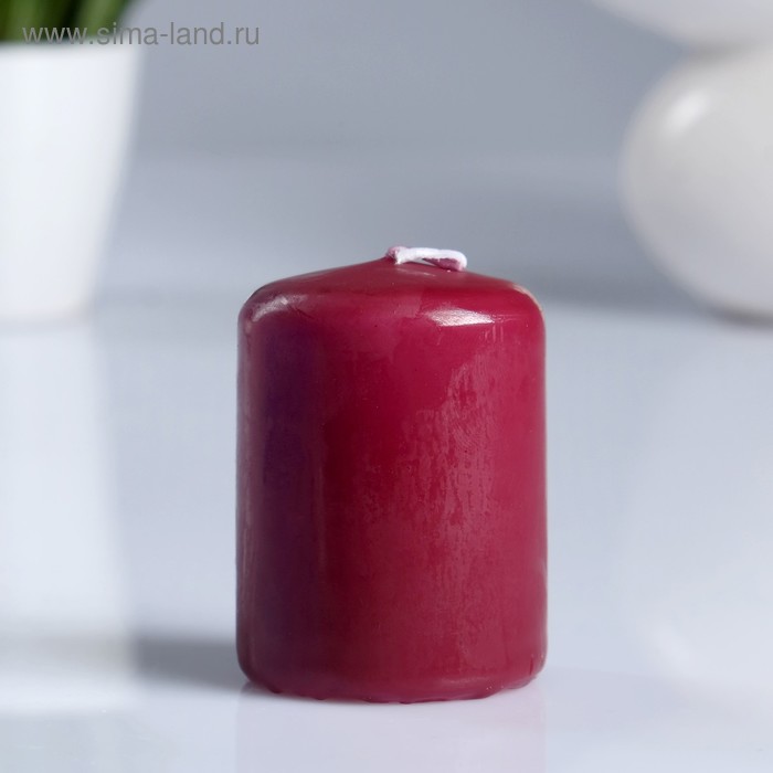 Свеча - цилиндр ароматическая Вишня, 4х5 см, 7 ч, 50 г, бордовая свеча цилиндр 7х17 см 50 ч 515 г бордовая