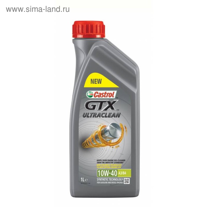 Масло моторное Castrol GTX ULTRACLEAN 10W-40 A3/B4, 1 л синтетическое моторное масло castrol edge 0w 40 a3 b4 4 л