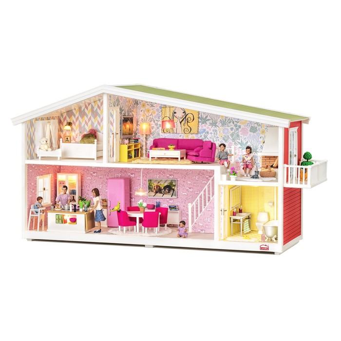 Домик кукольный Lundby «Классический», двухэтажный, со светом lundby кукольный домик креативный lb 60101800 розовый