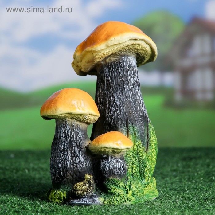 Садовая фигура Гриб-подосиновик тройной малый 21см фигура садовая гриб подосиновик с ежами высота 35 см