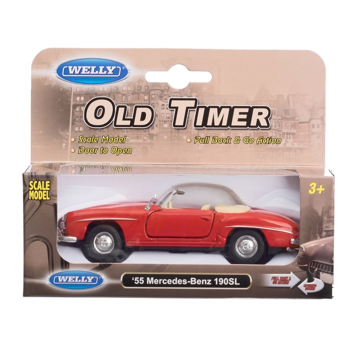 Машина винтажная Mercedes Benz 190SL, масштаб 1:34-39, цвета МИКС