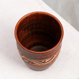 

Стакан, роспись ангобом, красная глина, 0,2 л