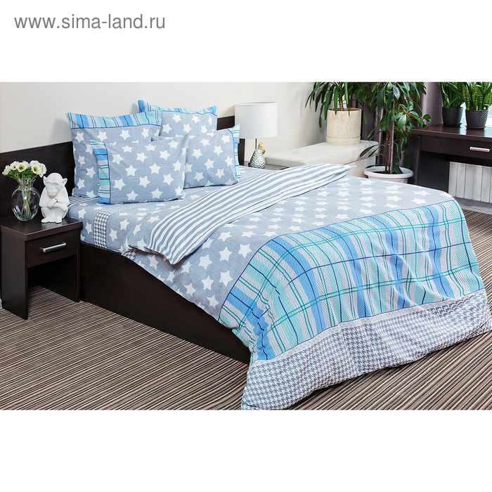 фото Комплект постельного белья 1,5сп ночь нежна звезды (серый) 145х215см, 150х214см, 70х70см 2шт, бязь