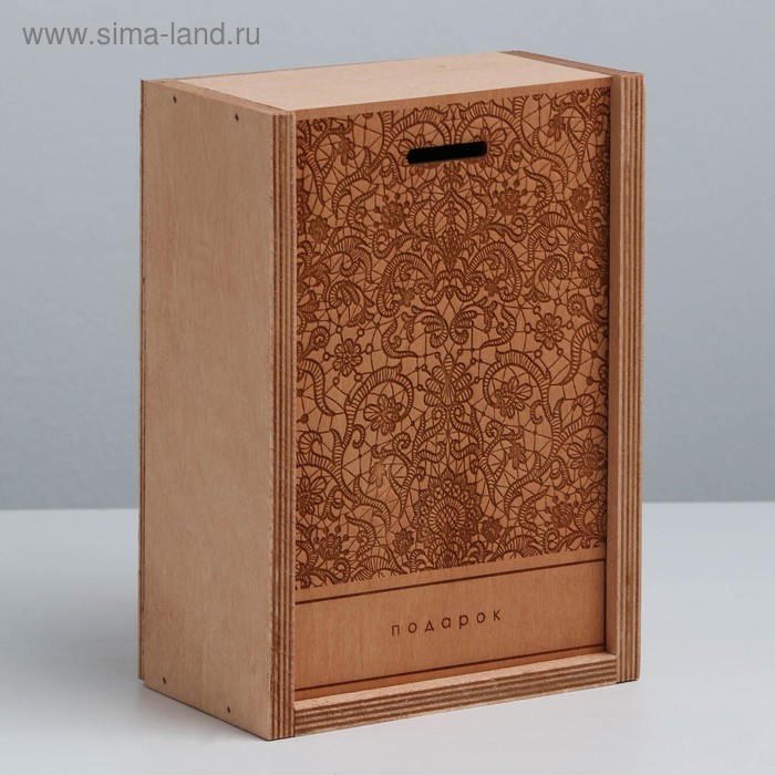 фото Ящик подарочный деревянный «подарок», 20 × 14 × 8 см дарите счастье