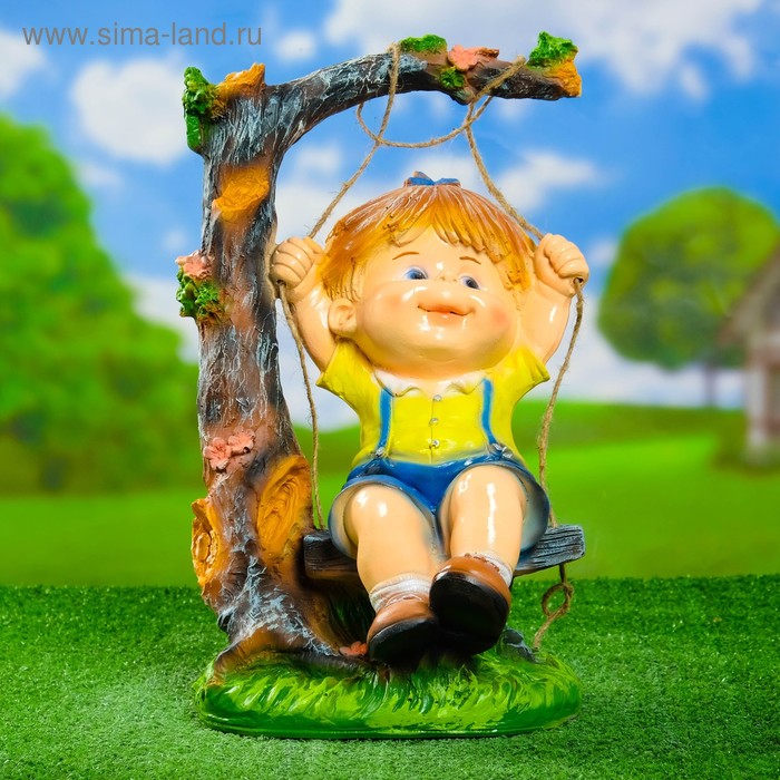 Садовая фигура Мальчик на качелях 44см