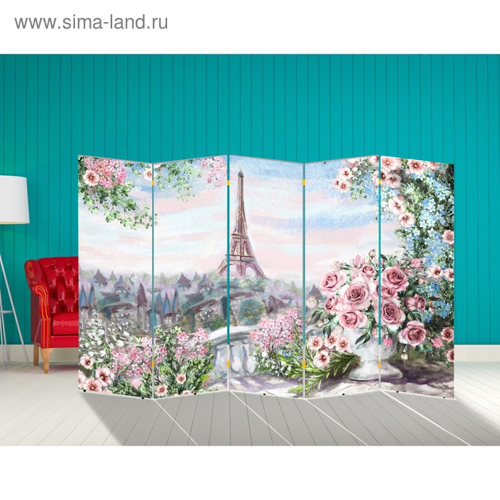 Ширма Картина маслом. Розы и Париж, 250 х 160 см