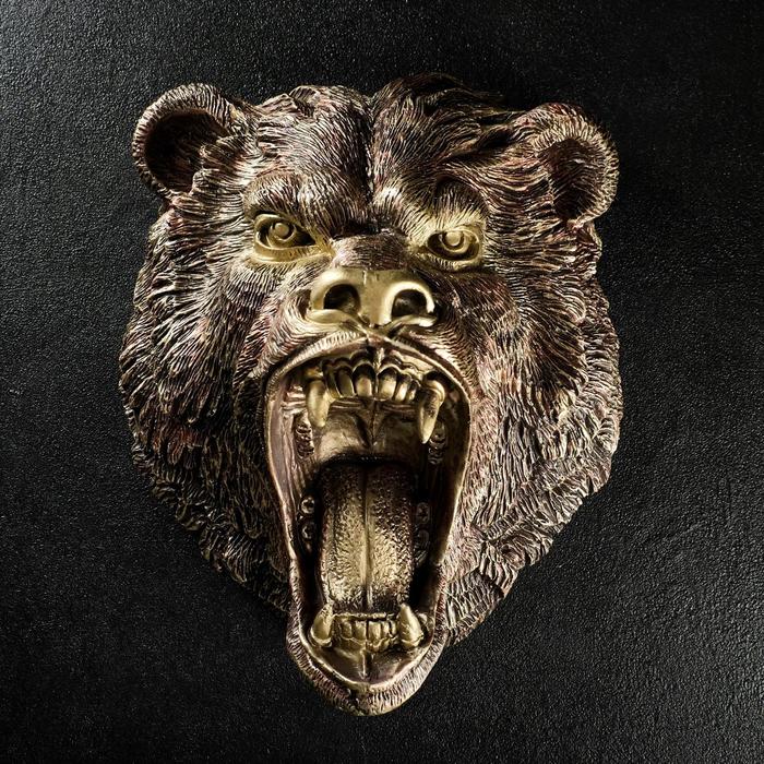 Подвесной декор Голова медведя бронза, 24х35х42см