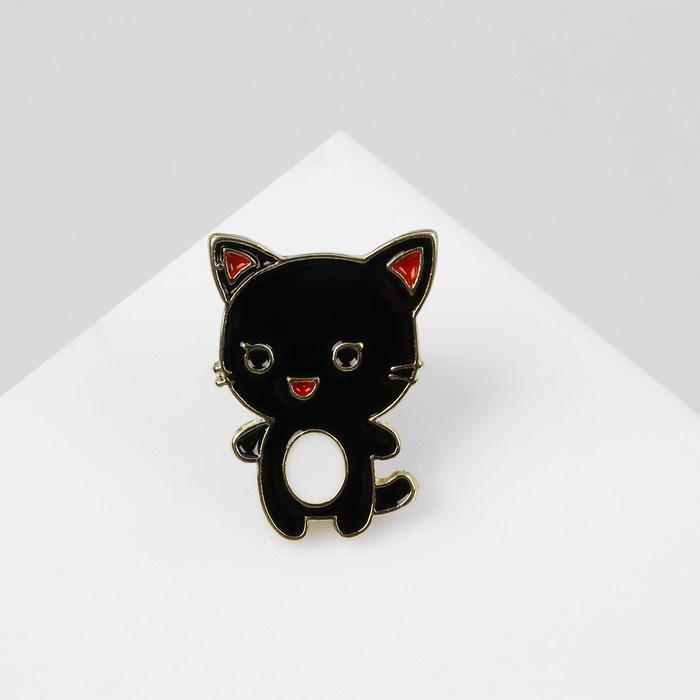 Значок «Котеечка», цвет чёрно-белый в золоте значок котики цвет чёрно белый в золоте