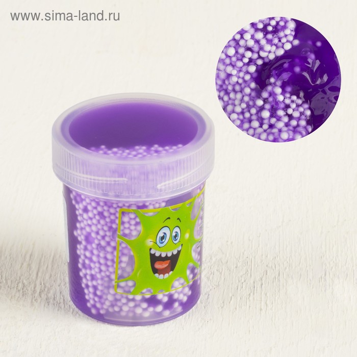 Слайм Плюх фиолетовый, контейнер с шариками, 40 г слайм плюх фиолетовый контейнер 500 г