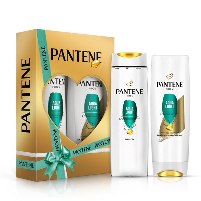 фото Подарочный набор pantene: шампунь aqua light, 250 мл + бальзам-ополаскиватель, 200 мл