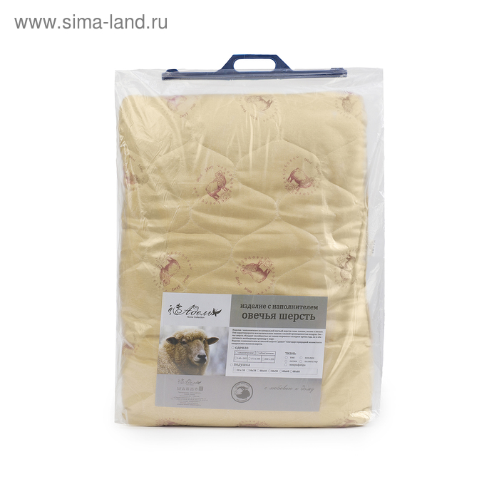 фото Подушка овечья шерсть 68х68 см, полиэфирное волокно, п/э 100% адель
