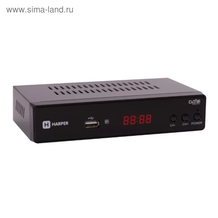 Приставка для цифрового ТВ Harper HDT2-5050, DVB-T2, FullHD, дисплей, HDMI, RCA, USB, черный