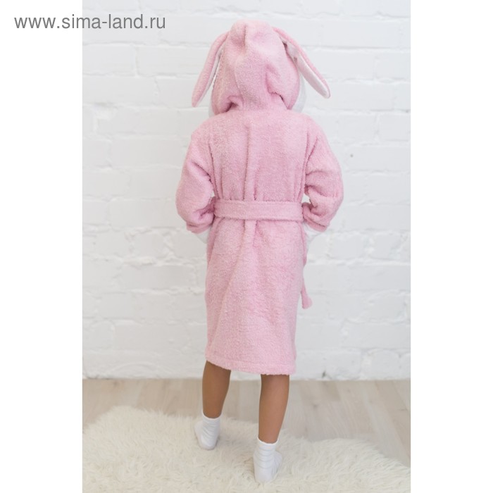 фото Халат детский «зайчик», рост 110 см, розовый+белый, махра homeliness